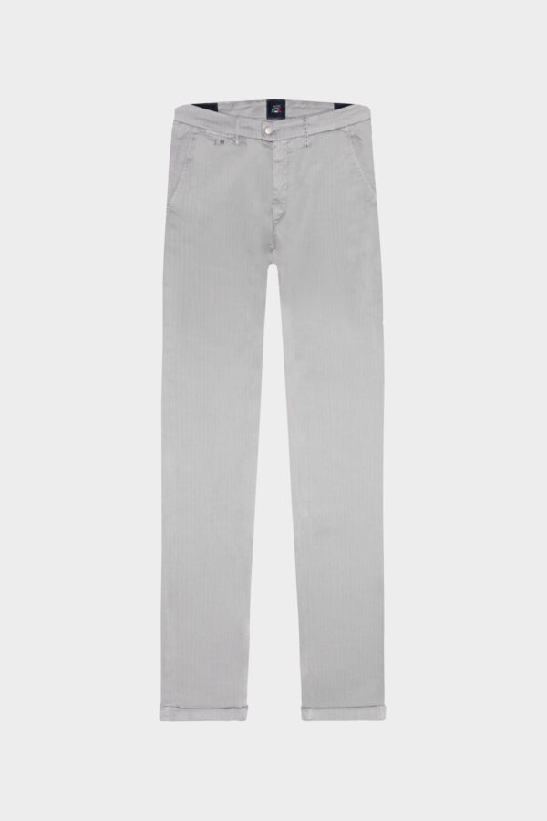 Sartoria Tramarossa PANTALONE LUIS SLIM IN GABARDINA LEGGERA DI COTONE CON STAMPA ESTERNA STRETCH GRIGIO Italia