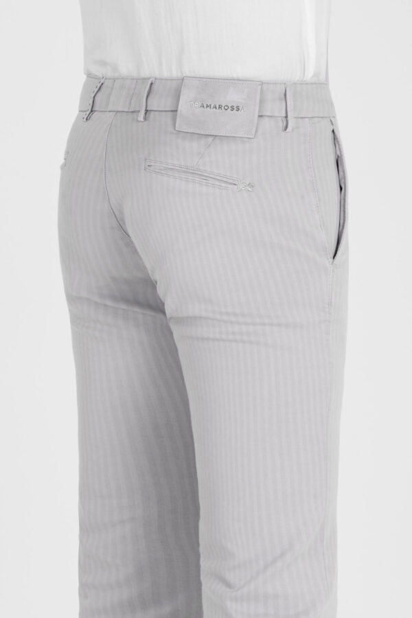 Sartoria Tramarossa PANTALONE LUIS SLIM IN GABARDINA LEGGERA DI COTONE CON STAMPA ESTERNA STRETCH GRIGIO Italia