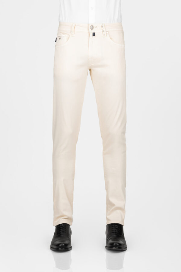 Sartoria Tramarossa PANTALONE LEONARDO ZIP SS SLIM IN GABARDINA DI COTONE STRETCH BEIGE Qualità
