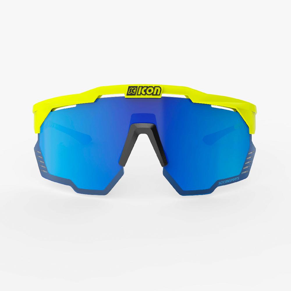 Scicon Aeroshade Kunken Occhiali Ciclismo Giallo Fluo/Blu Italy