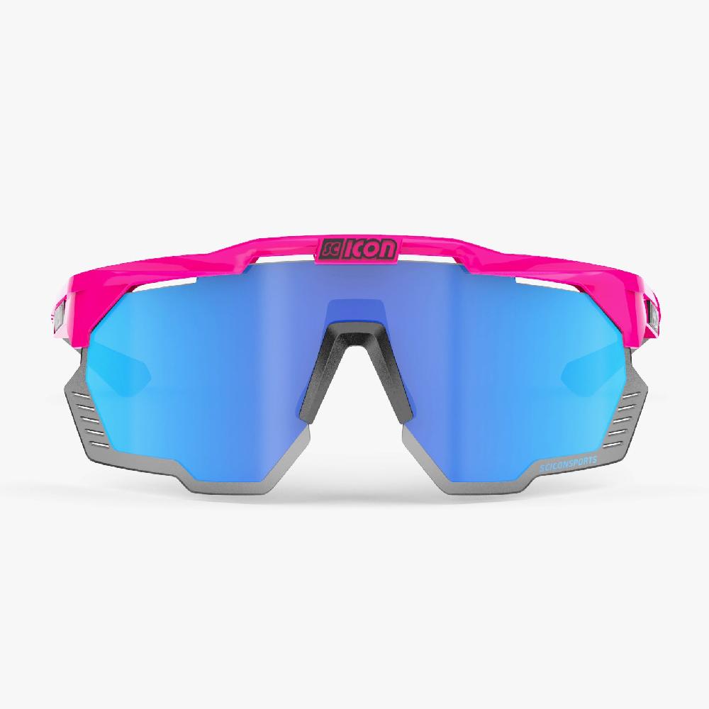 Scicon Aeroshade Kunken Occhiali Ciclismo Rosa Fluo/Blu Soddisfazione Garantita