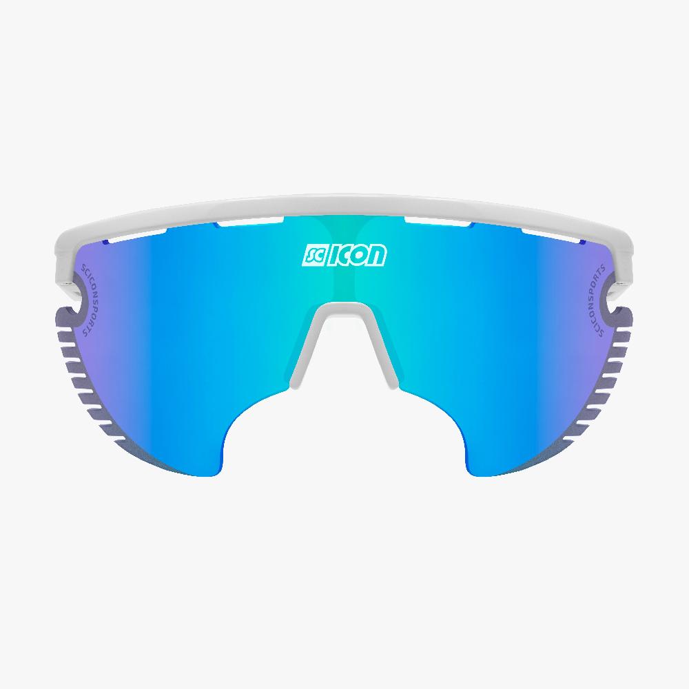 Scicon Occhiali Sportivi Aerowing Lamon Montatura Bianca/Lente Blu Vendita Calda