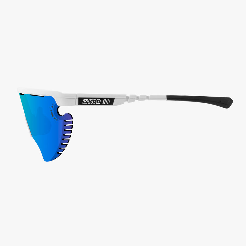 Scicon Occhiali Sportivi Aerowing Lamon Montatura Bianca/Lente Blu Vendita Calda