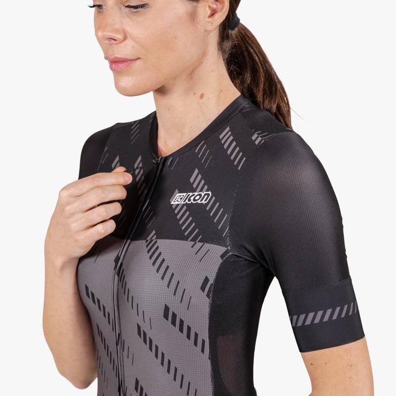 Scicon Maglia Ciclismo Donna X-Over Reflex Nera Vendita Calda