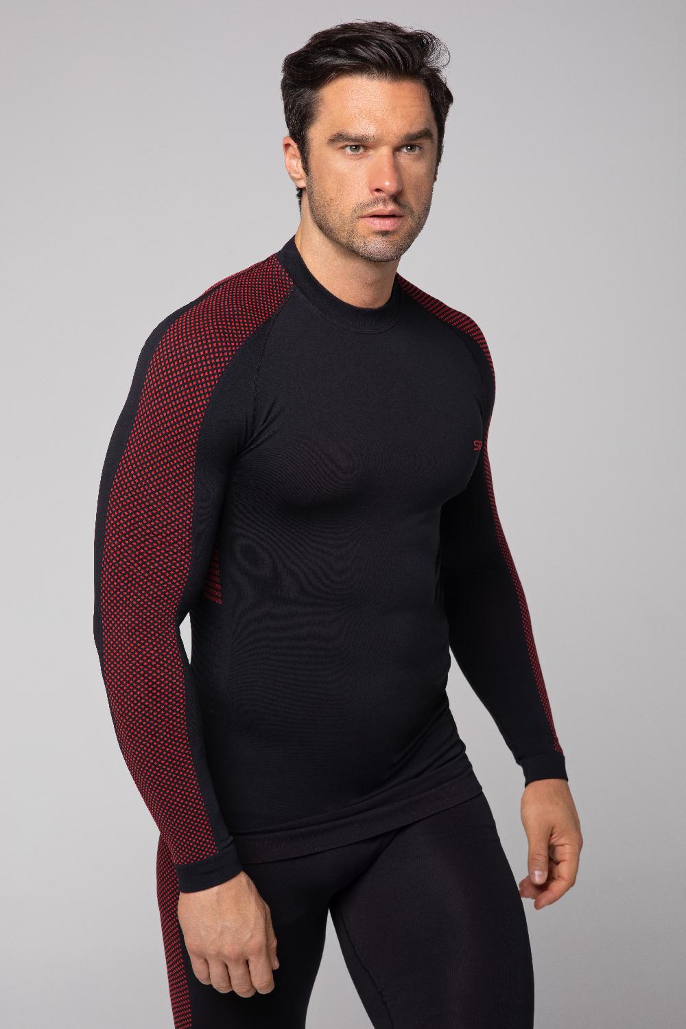 Spaio SPAIO MAGLIA M/L TERMOATTIVA "FIERCE" NERO/ROSSO Vendita Calda