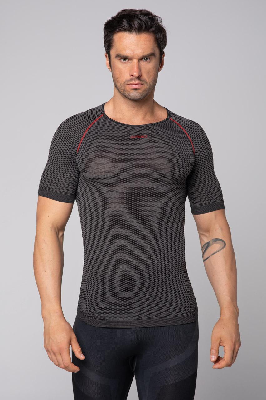 Spaio SPAIO CAMICIA TERMOATTIVA CON MANICHE CORTE BREATH NERO/GRIGIO Nuova
