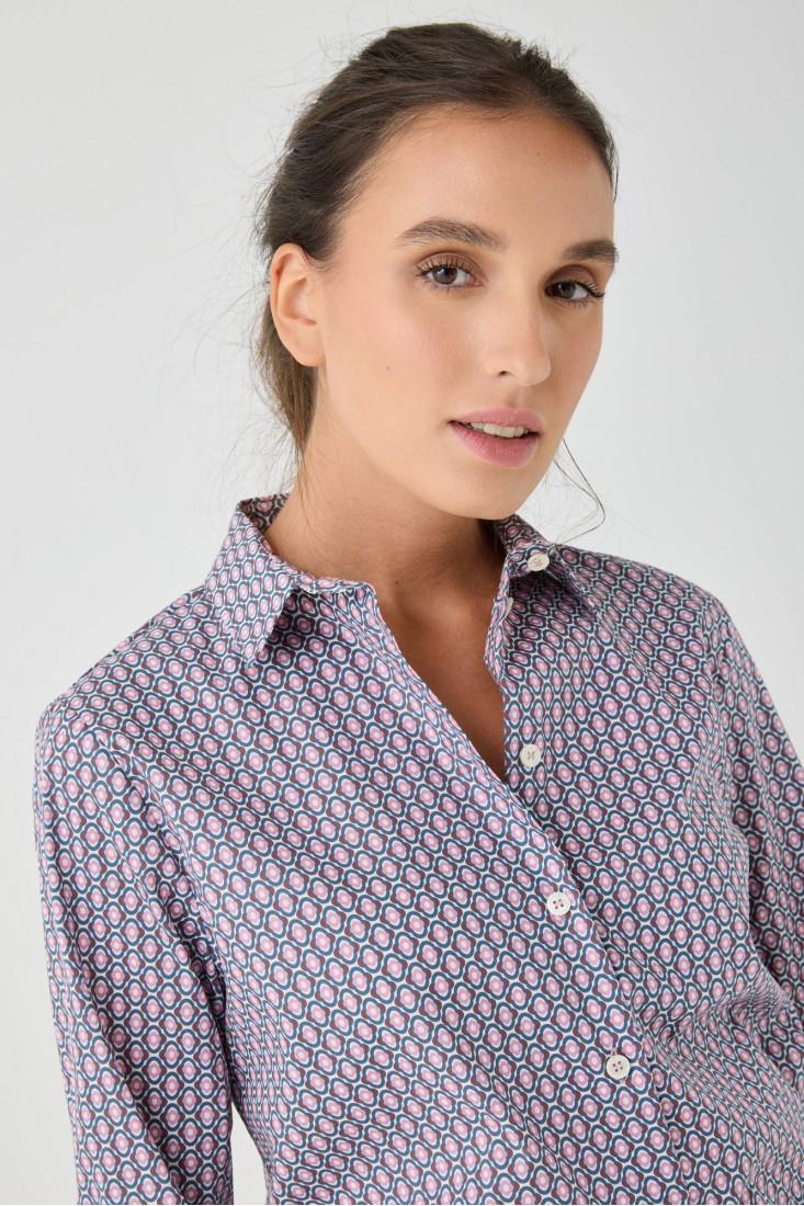 Zanetti 1965 Camicia in cotone stretch geometrico 2025