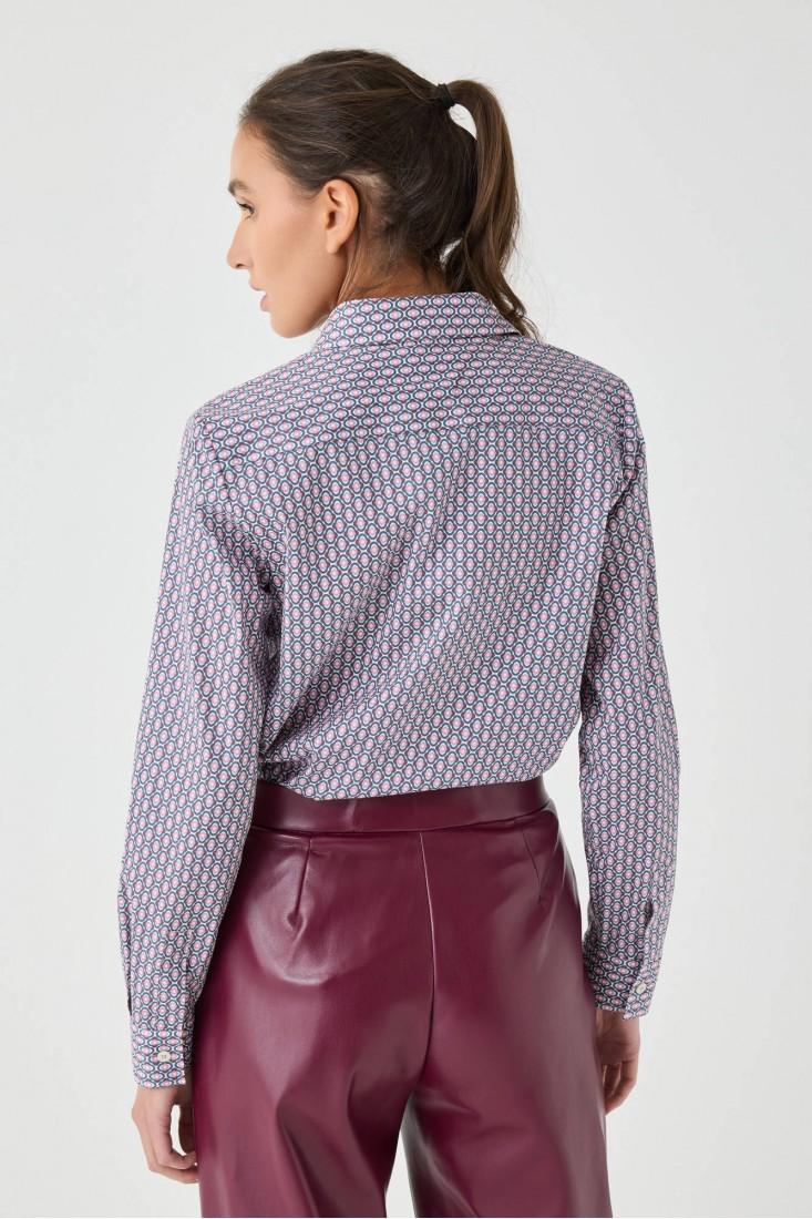 Zanetti 1965 Camicia in cotone stretch geometrico 2025