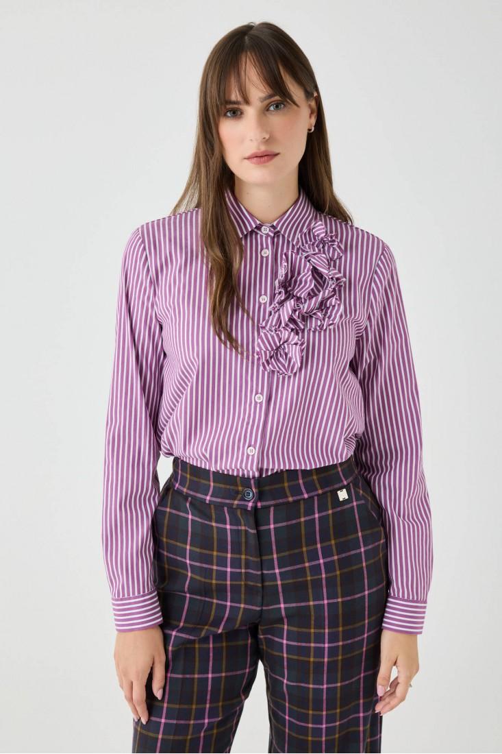 Zanetti 1965 Camicia a righe con dettaglio a fiori Italia