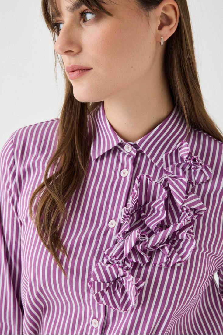 Zanetti 1965 Camicia a righe con dettaglio a fiori Italia