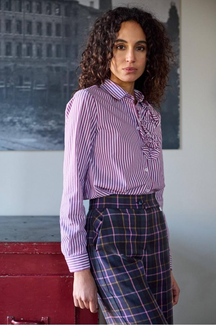 Zanetti 1965 Camicia a righe con dettaglio a fiori Italia