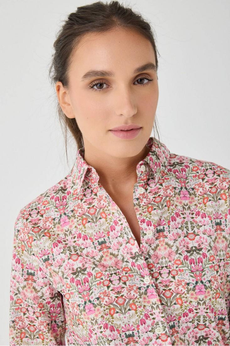 Zanetti 1965 Camicia di cotone a fiori Liberty London Promozione