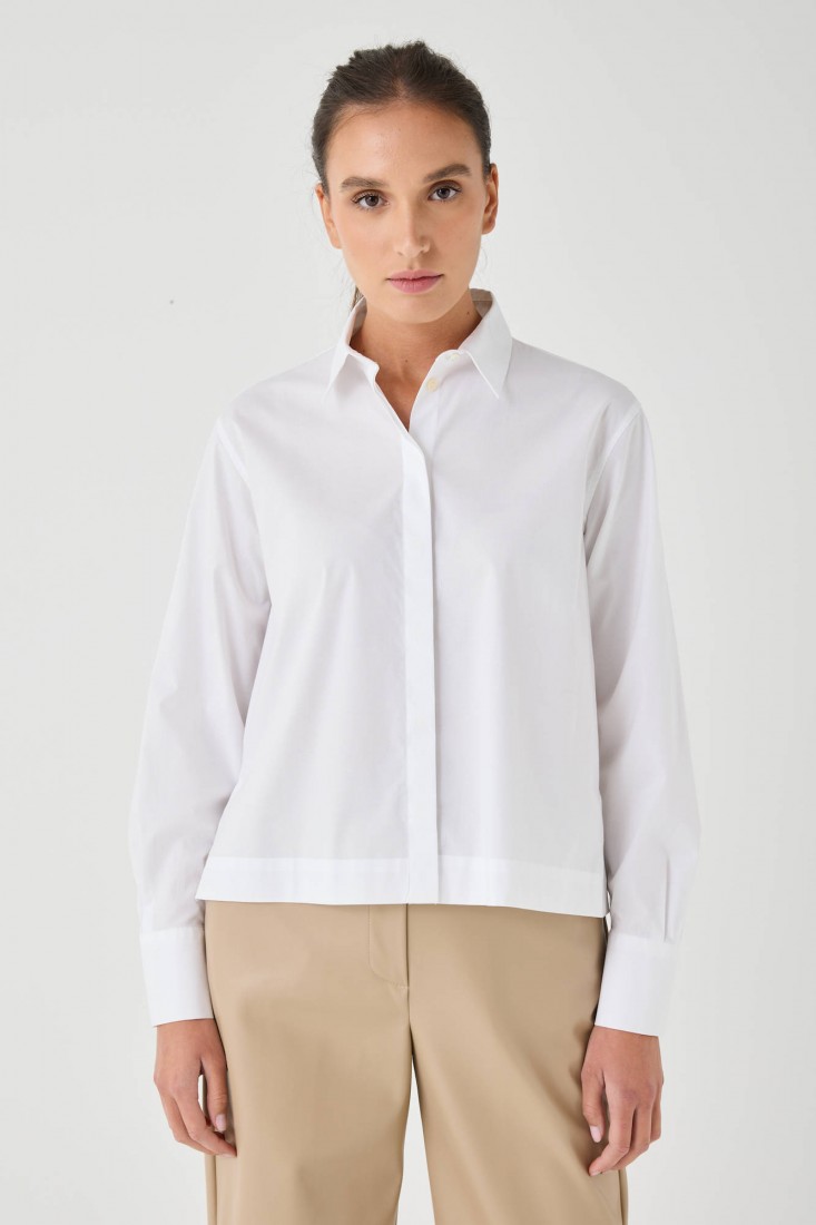 Zanetti 1965 Camicia cropped in cotone stretch Pezzi Unici