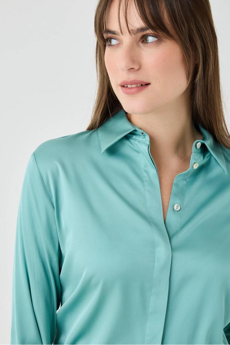 Zanetti 1965 Camicia in viscosa stretch tinta unita Negozi Online