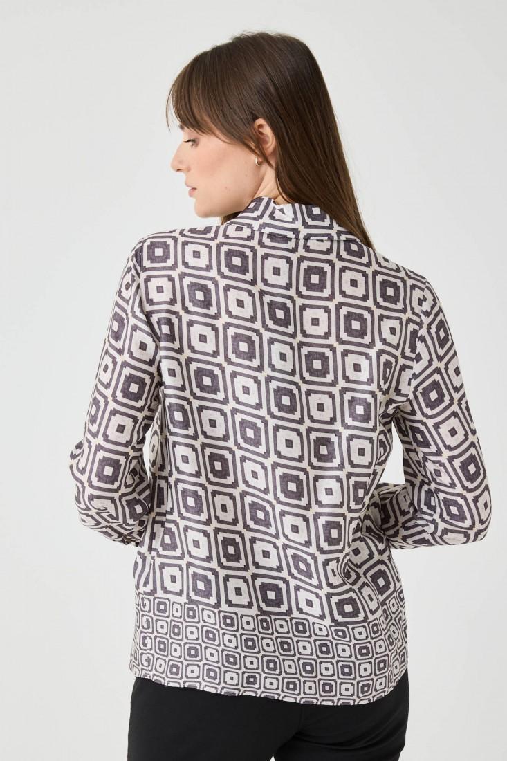 Zanetti 1965 Camicia in viscosa con stampa geometrica Sottocosto