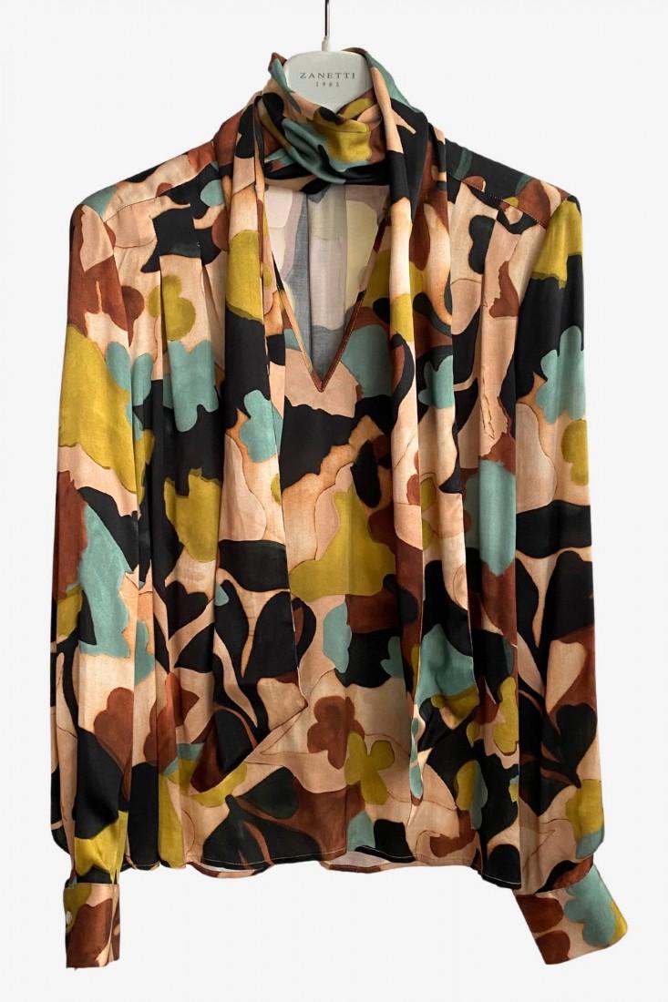 Zanetti 1965 Blusa in viscosa stampa allover Outlet