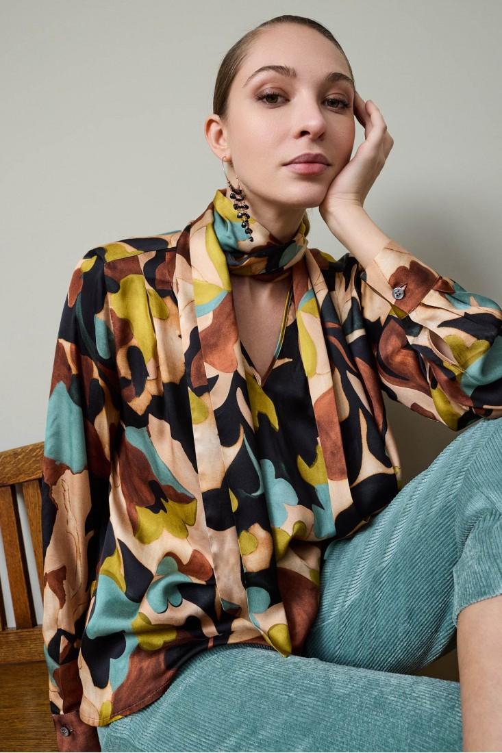 Zanetti 1965 Blusa in viscosa stampa allover Outlet