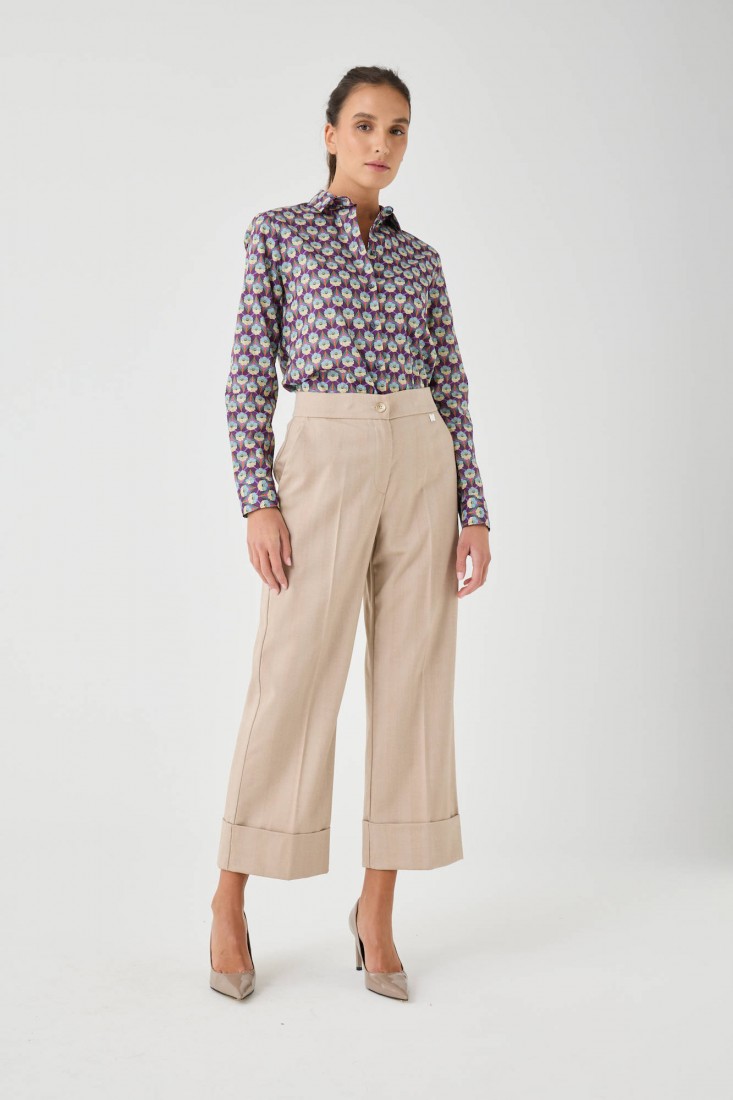 Zanetti 1965 Pantaloni palazzo cropped con risvolto Fino Al -60%