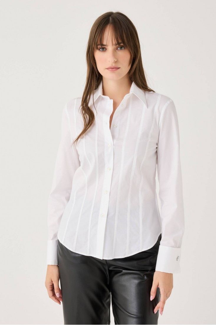 Zanetti 1965 Camicia con ricami verticali Presa