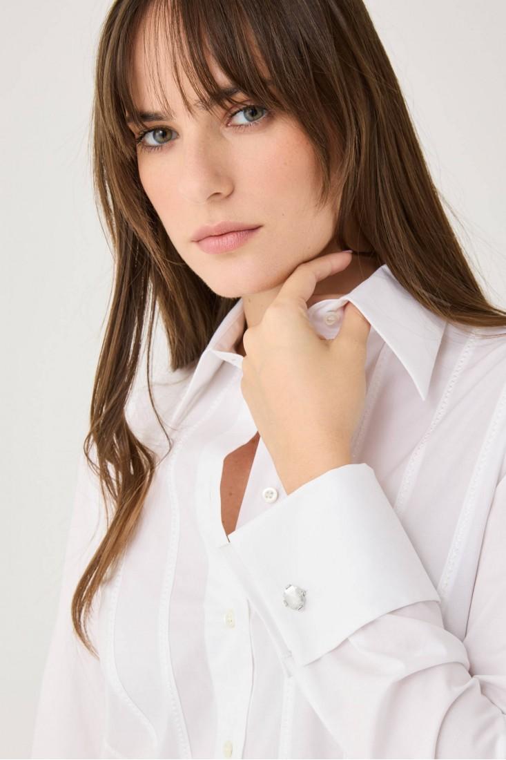 Zanetti 1965 Camicia con ricami verticali Presa