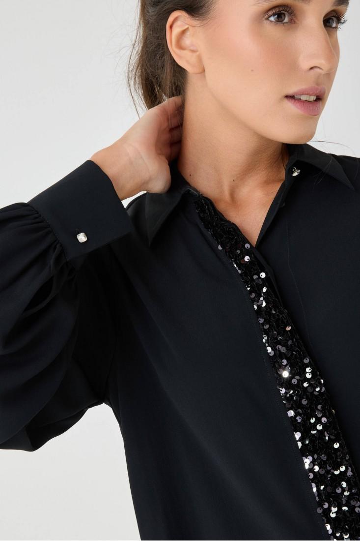 Zanetti 1965 Camicia con paillettes in crepe de chine Economico