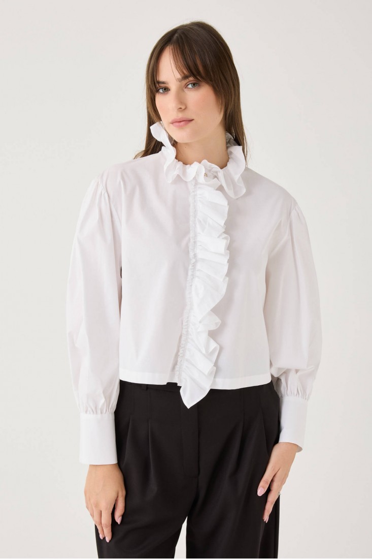 Zanetti 1965 Camicia cropped con volant Saldi
