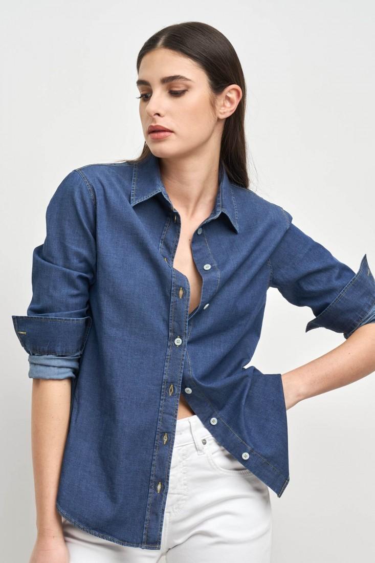 Zanetti 1965 Camicia in denim stretch STEFY Vendita Economica