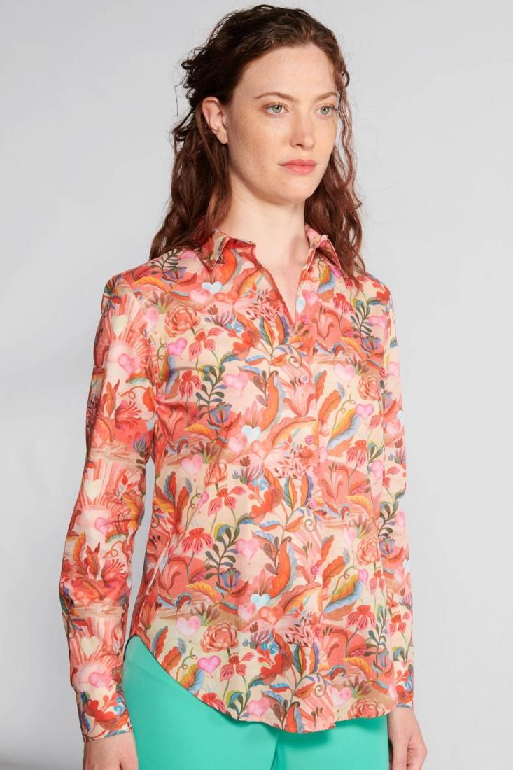 Zanetti 1965 Camicia in cotone stampato LIberty Saldi Di Fabbrica