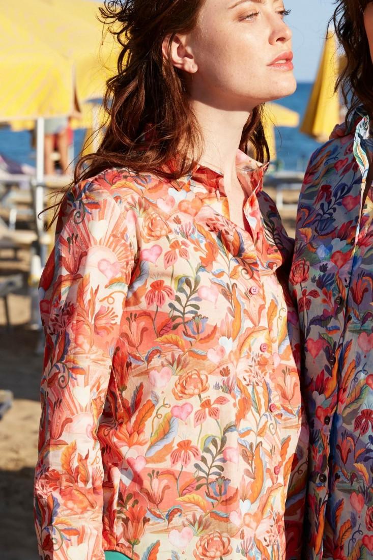 Zanetti 1965 Camicia in cotone stampato LIberty Saldi Di Fabbrica