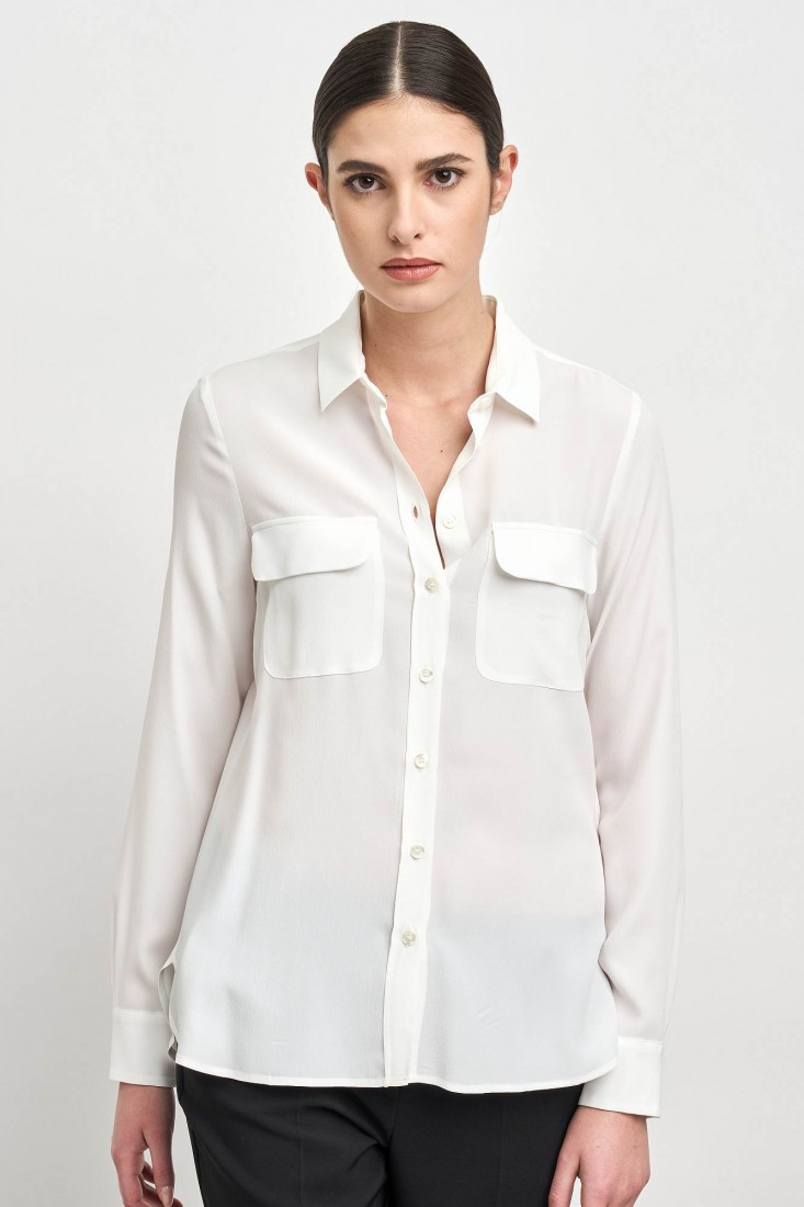 Zanetti 1965 Camicia in misto seta con tasche frontali CLOE Vendite Flash
