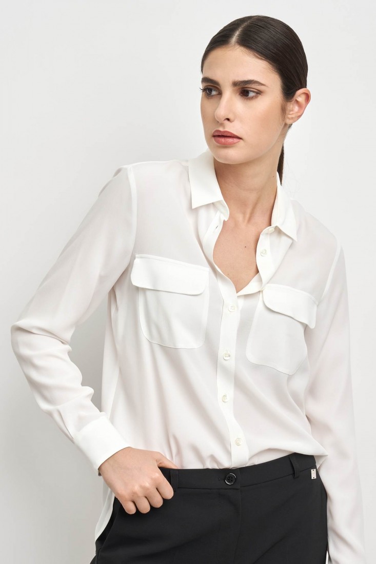 Zanetti 1965 Camicia in misto seta con tasche frontali CLOE Vendite Flash