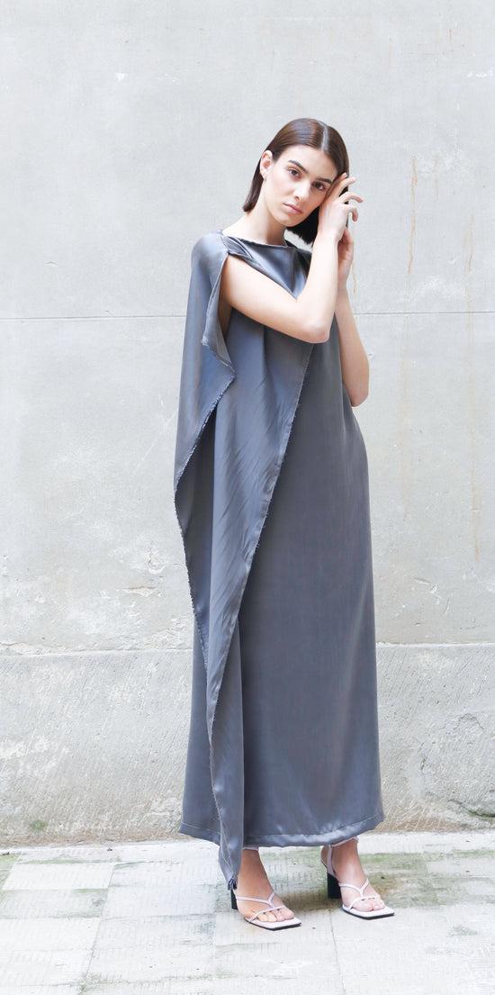 ﻿Zerobarracento Sleeveless Bemberg Draped Maxi Dress Offerte