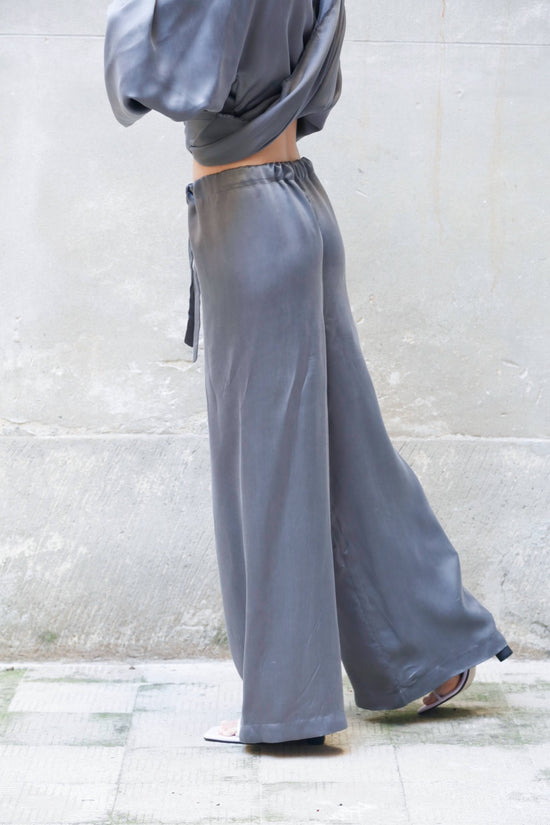 ﻿Zerobarracento Low Waist Long Wide Pants 100% Bemberg Comprare a buon mercato