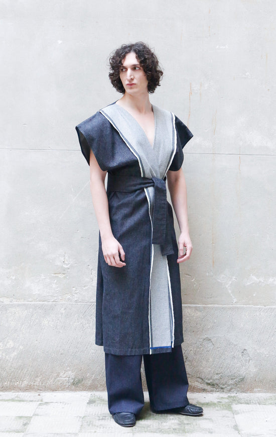 ﻿Zerobarracento Sculptural Kimono Denim in Recycled Cotton Online