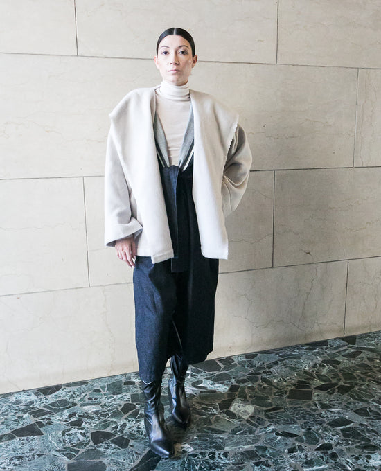 ﻿Zerobarracento Chiara recycled white wool jacket Saldi