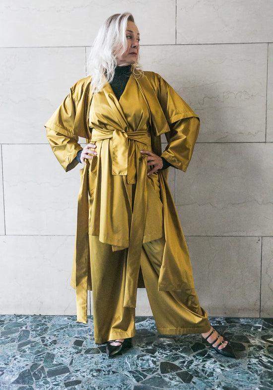 ﻿Zerobarracento Recycled Polyester Mid Season Trench - Black/Olive/Ocra Newlife I Più Venduti