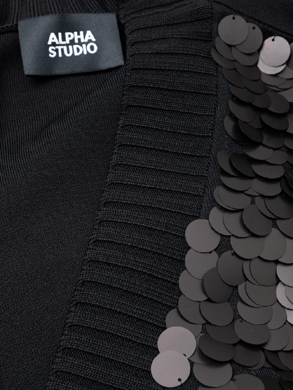 Alpha studio SCOLLO V M/L RASATO CON RICAMO Vendite Flash